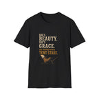 She's Beauty. She's Grace. She Tripped Over a Tent Stake. T‑Shirt