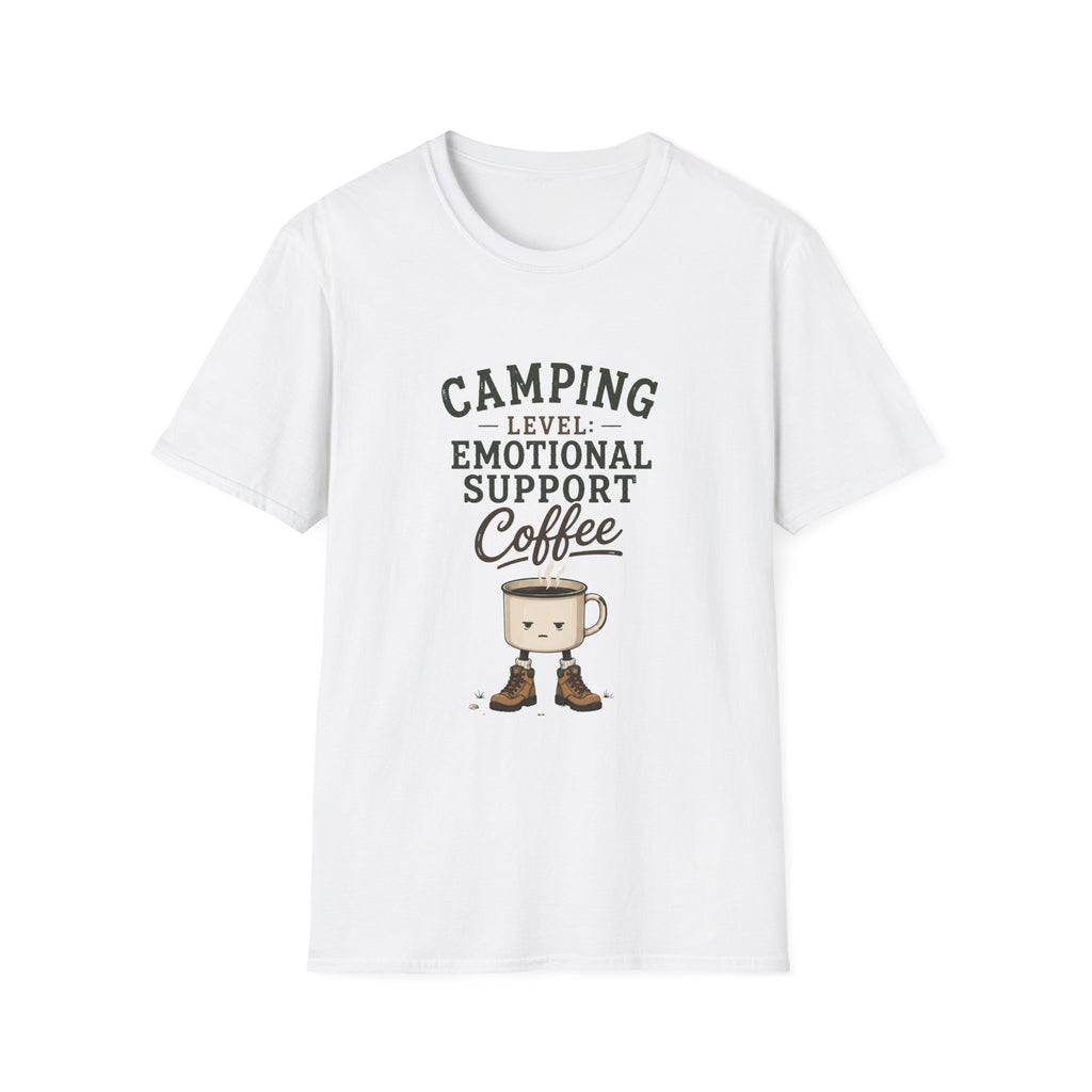 Camping Level: Emotional Support Coffee. T‑Shirt