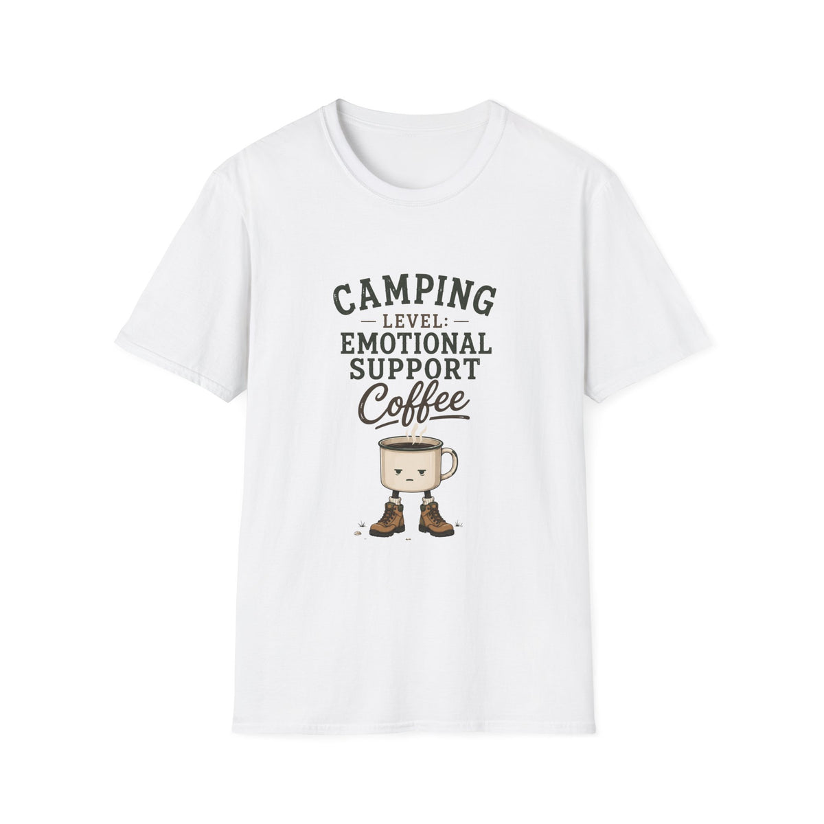 Camping Level: Emotional Support Coffee. T‑Shirt