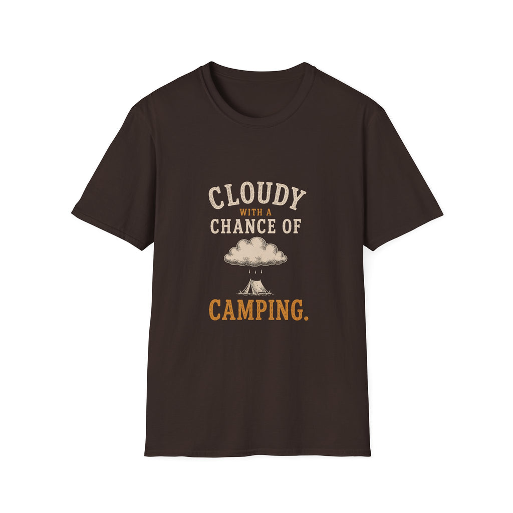 Cloudy With A Chance of Camping. T‑Shirt