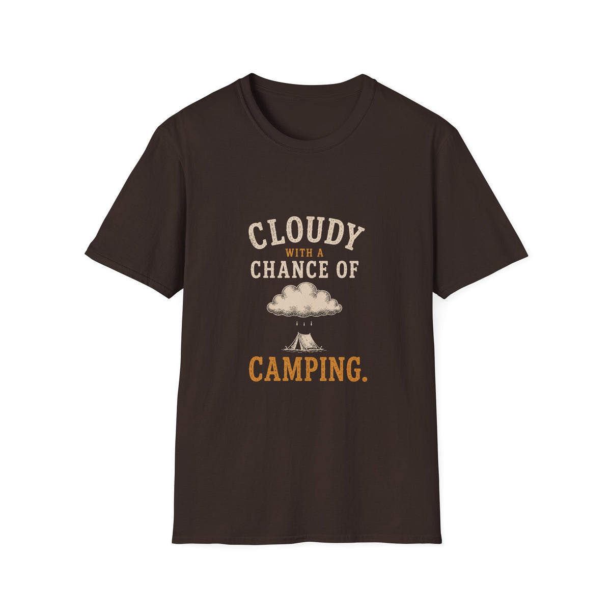 Cloudy With A Chance of Camping. T‑Shirt