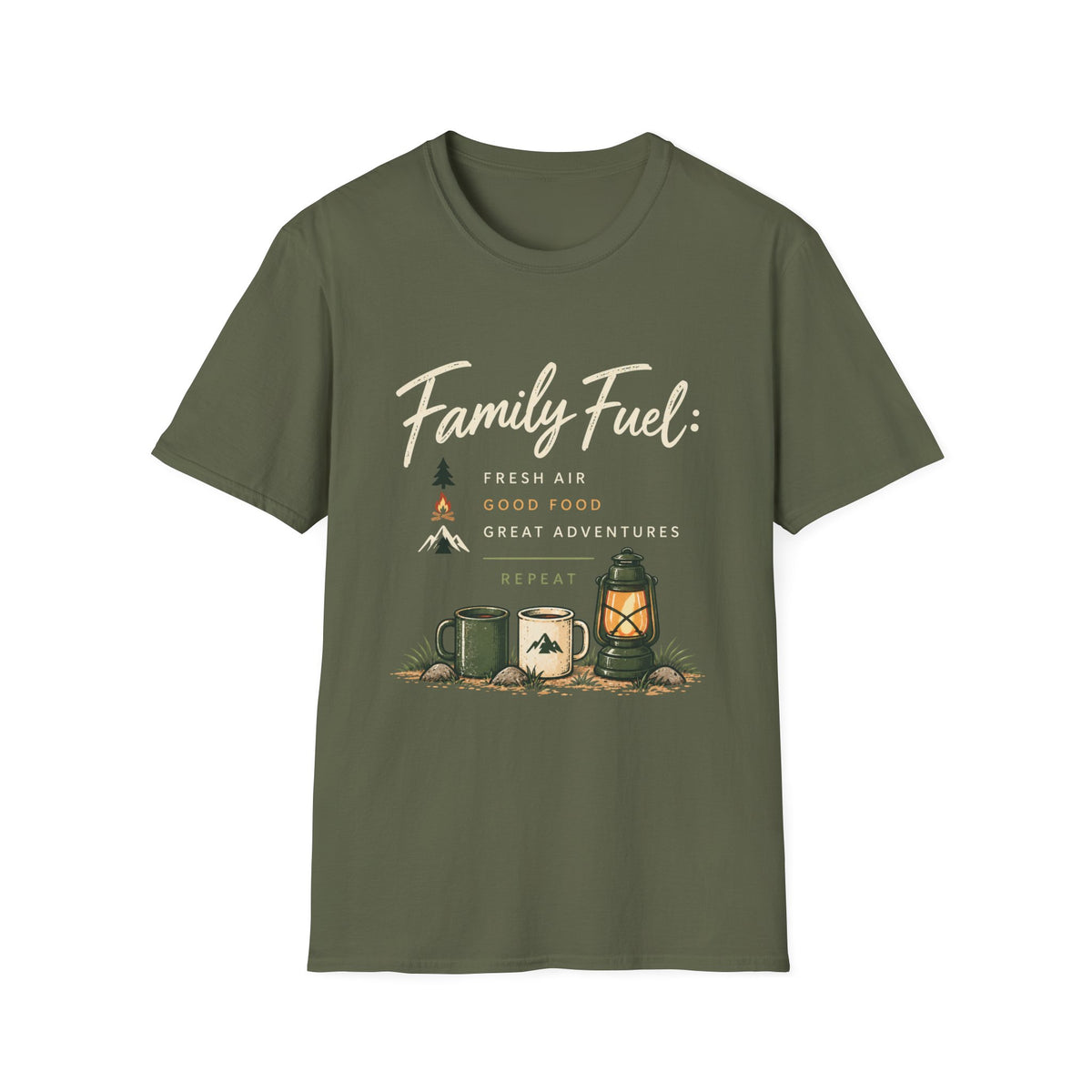 Family Fuel: Fresh Air. Good Food. Great Adventures. Repeat. T-Shirt