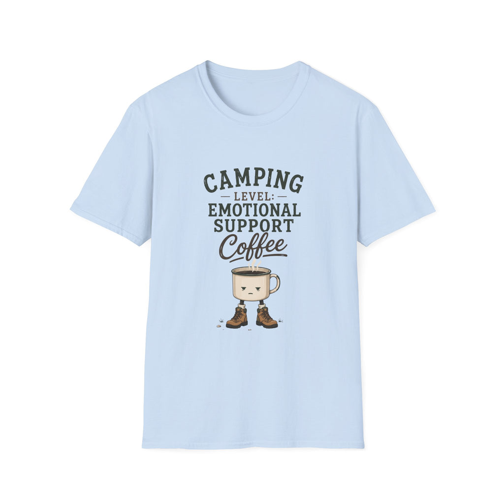 Camping Level: Emotional Support Coffee. T‑Shirt