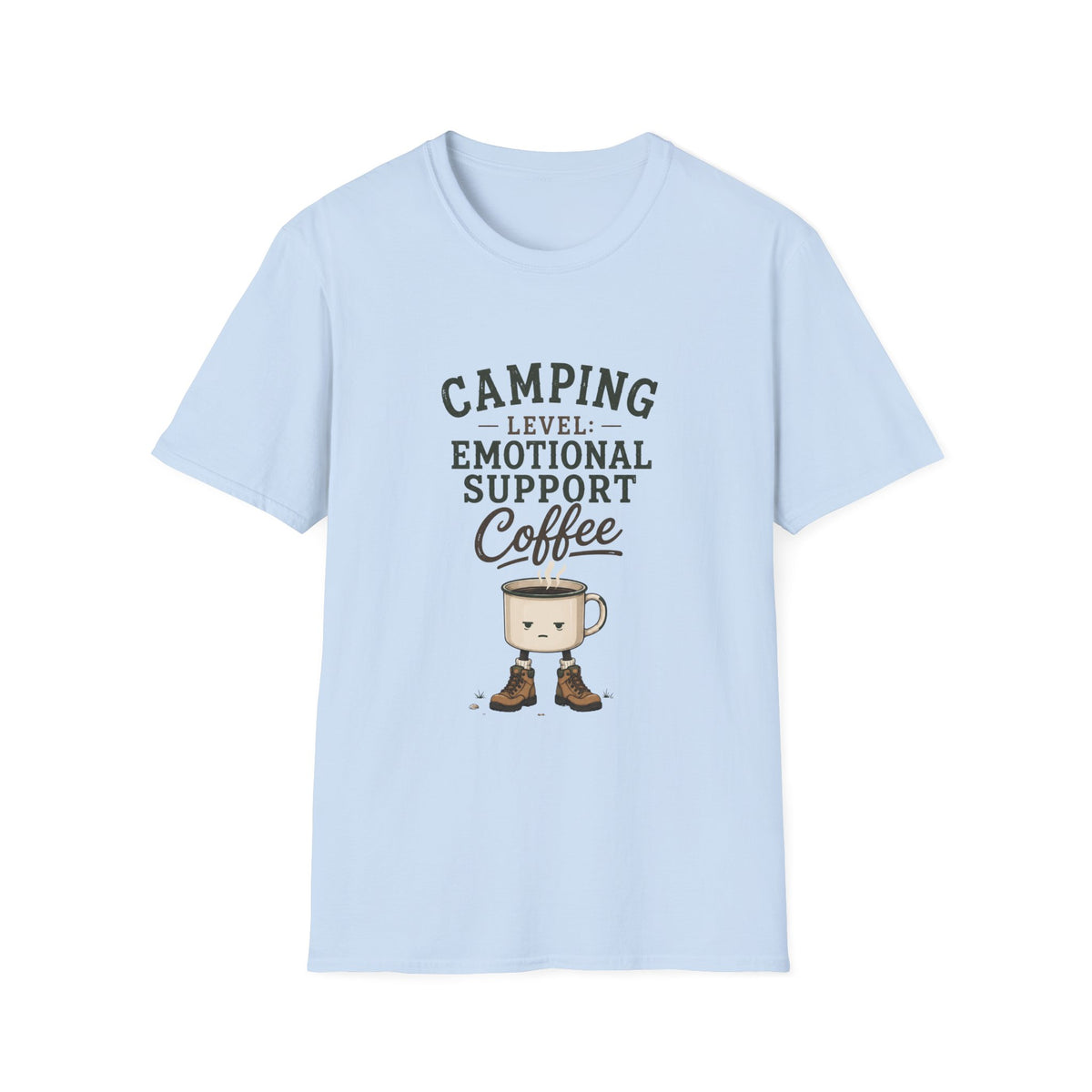 Camping Level: Emotional Support Coffee. T‑Shirt