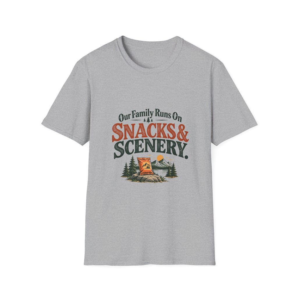 Our Family Runs On Snacks & Scenery. T-Shirt