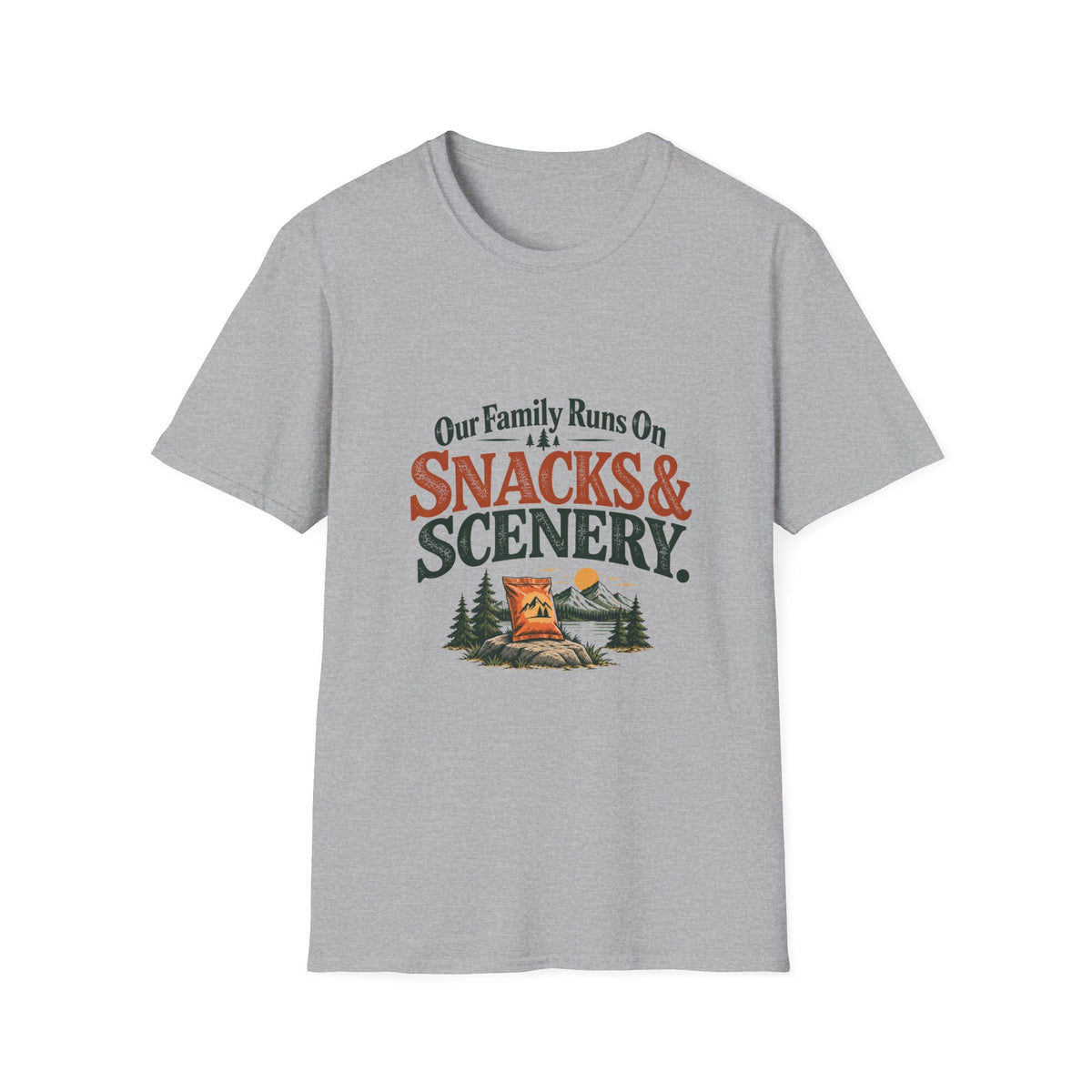 Our Family Runs On Snacks & Scenery. T-Shirt