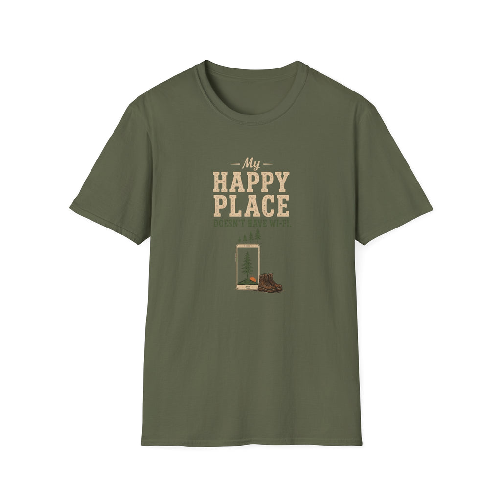My Happy Place Doesn't Have Wi-Fi. T-Shirt