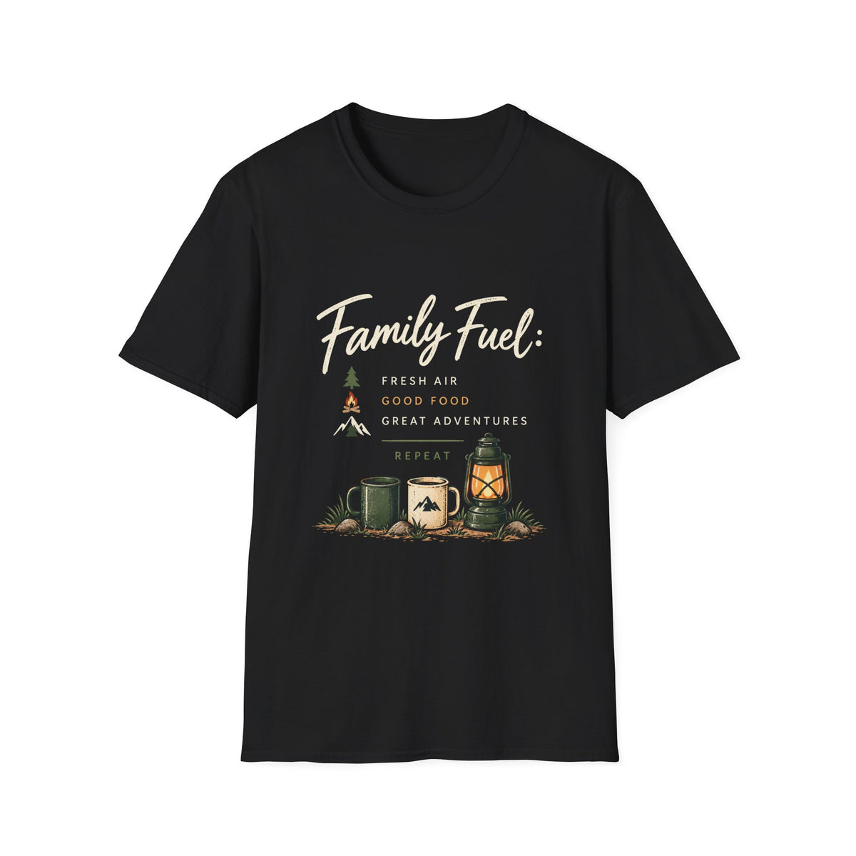 Family Fuel: Fresh Air. Good Food. Great Adventures. Repeat. T-Shirt