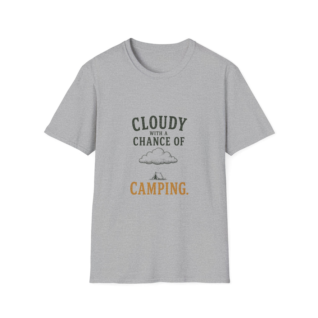 Cloudy With A Chance of Camping. T‑Shirt