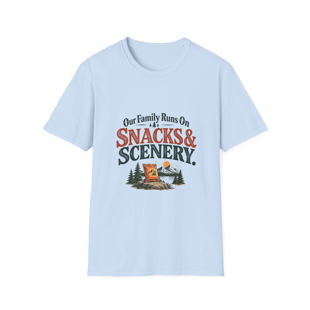 Our Family Runs On Snacks & Scenery. T-Shirt