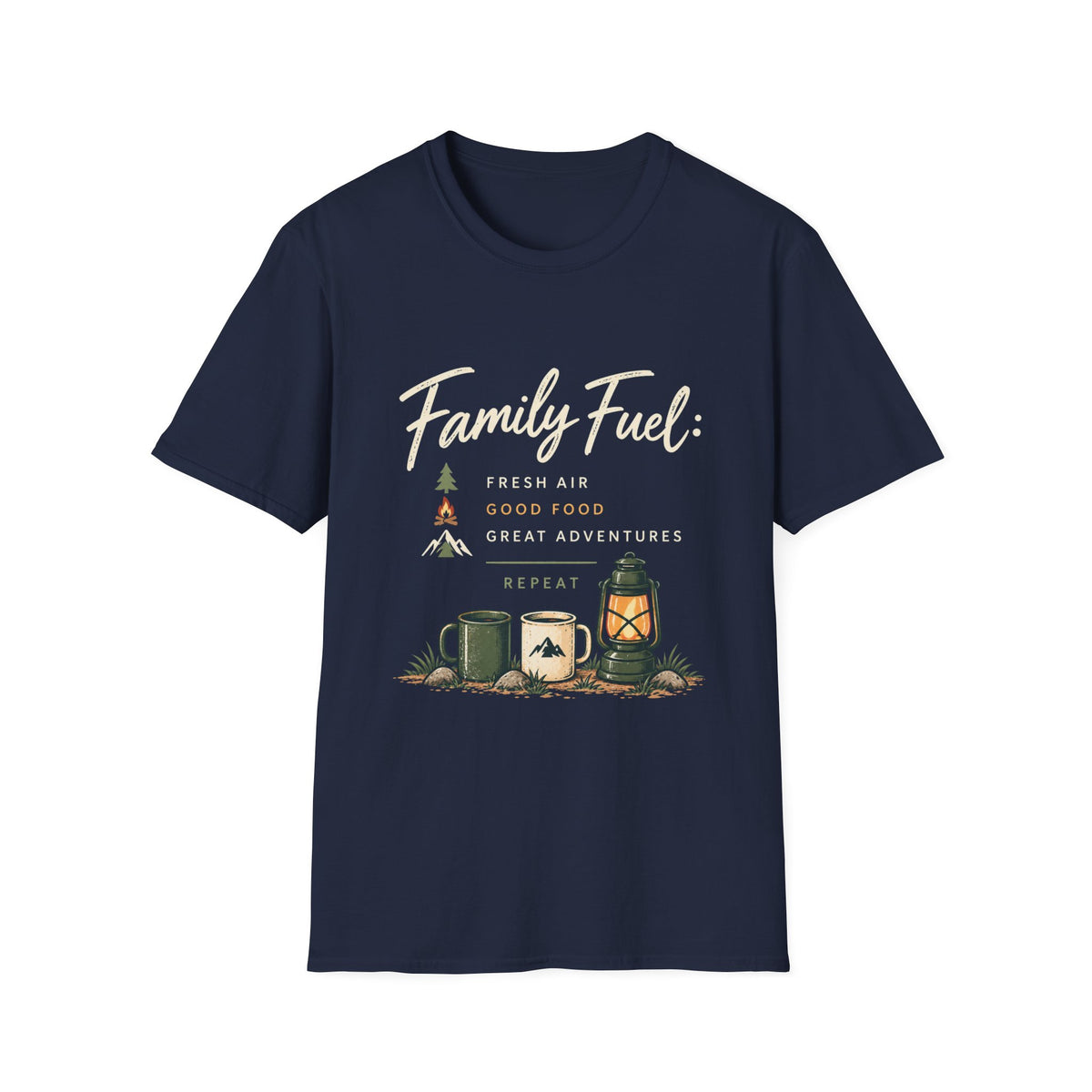 Family Fuel: Fresh Air. Good Food. Great Adventures. Repeat. T-Shirt
