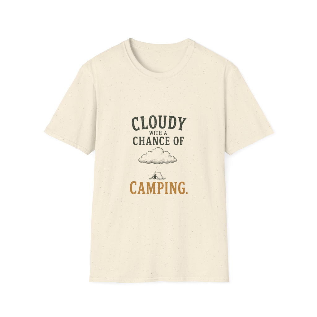 Cloudy With A Chance of Camping. T‑Shirt