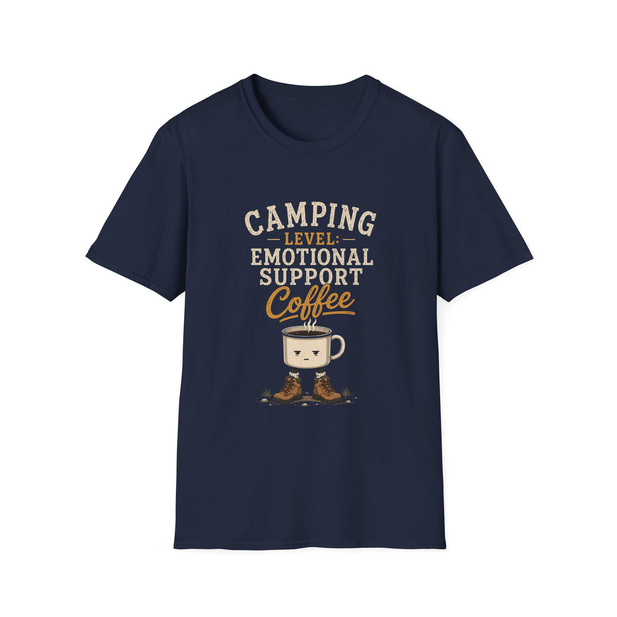 Camping Level: Emotional Support Coffee. T‑Shirt