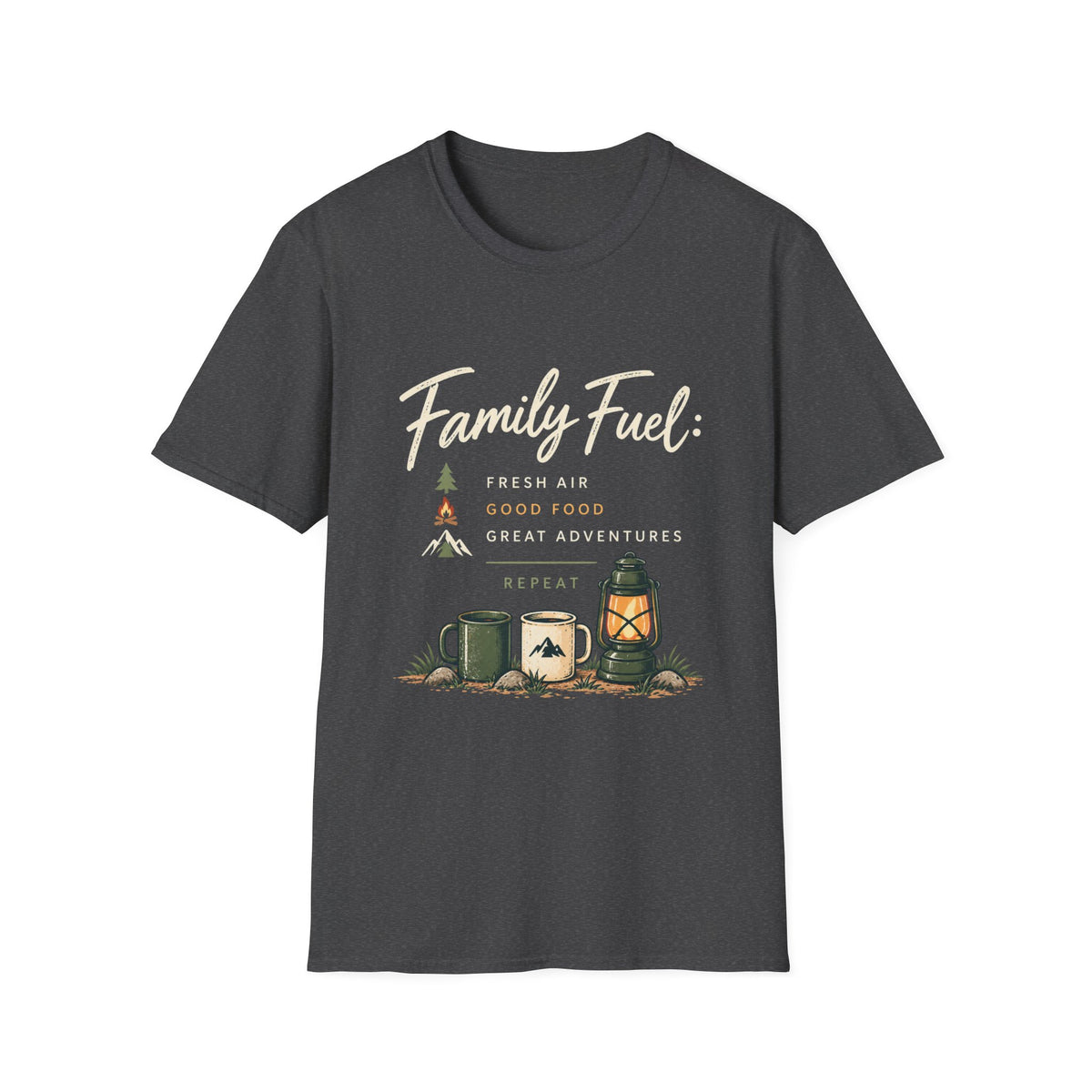 Family Fuel: Fresh Air. Good Food. Great Adventures. Repeat. T-Shirt
