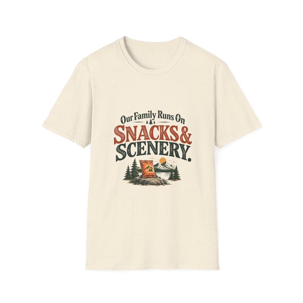 Our Family Runs On Snacks & Scenery. T-Shirt