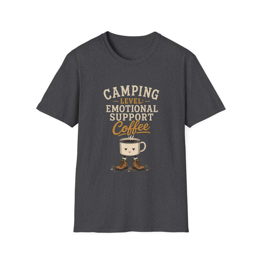 Camping Level: Emotional Support Coffee. T‑Shirt