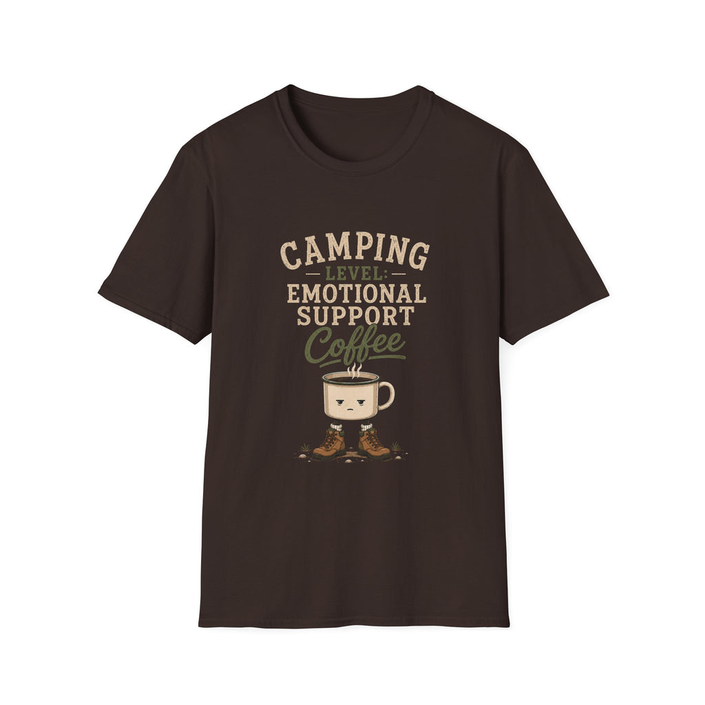 Camping Level: Emotional Support Coffee. T‑Shirt