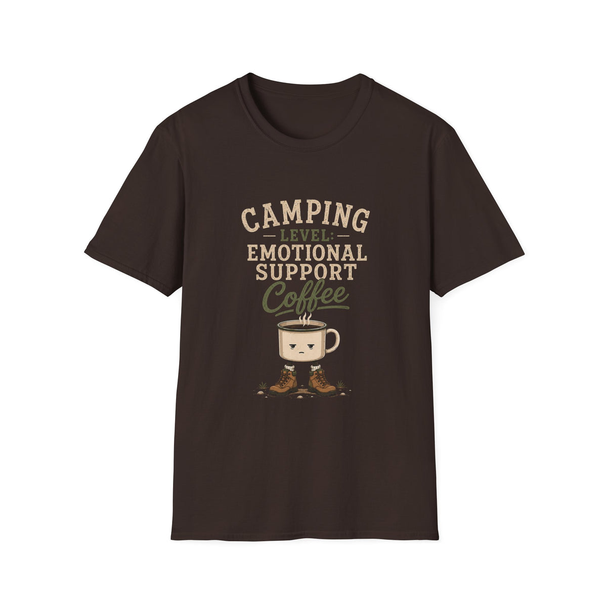 Camping Level: Emotional Support Coffee. T‑Shirt