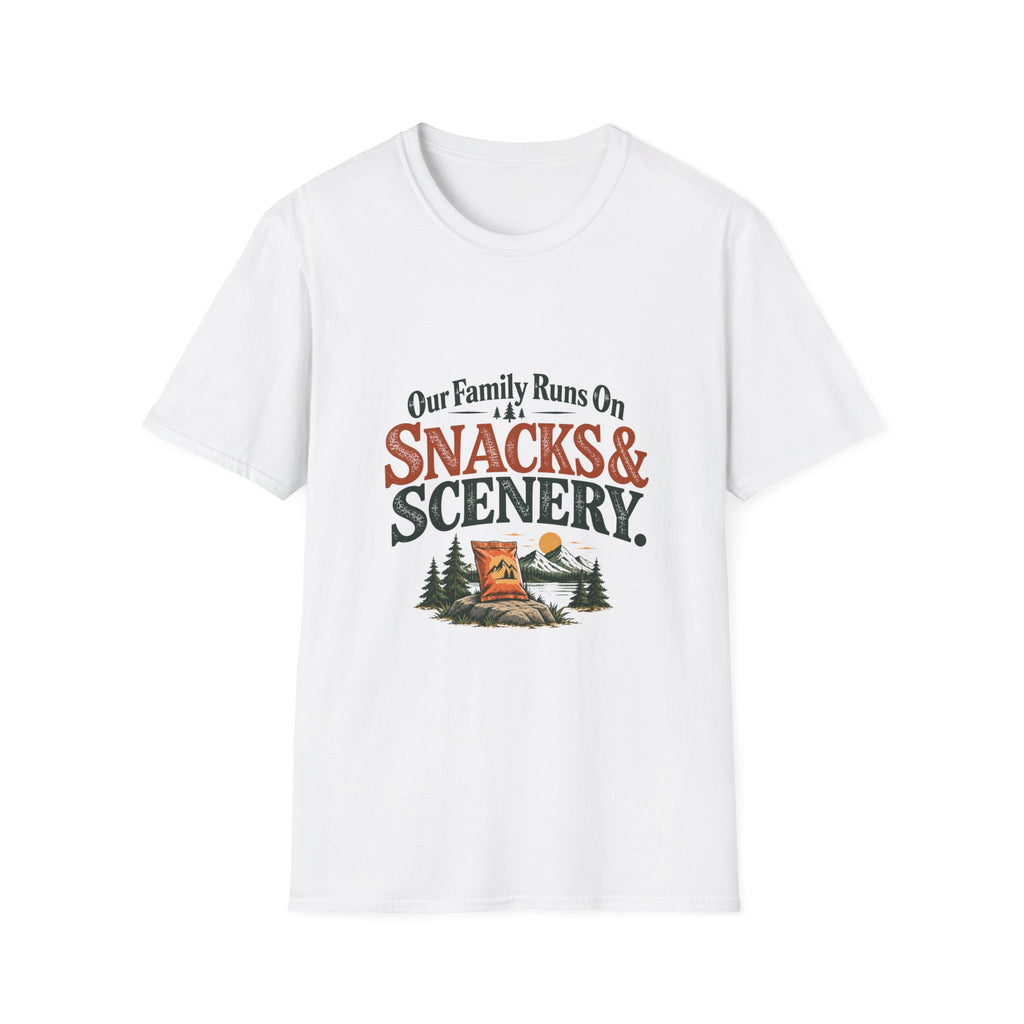Our Family Runs On Snacks & Scenery. T-Shirt