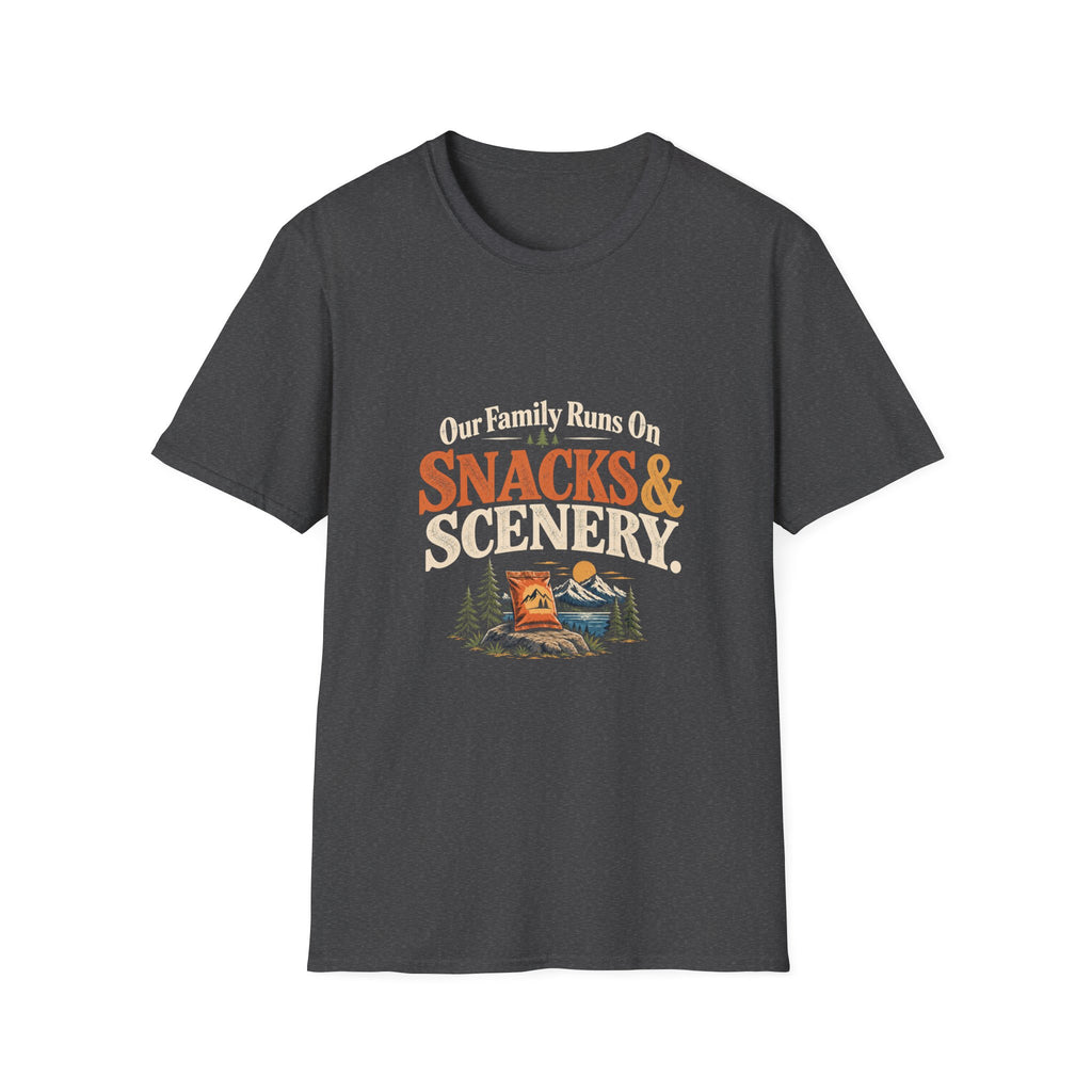 Our Family Runs On Snacks & Scenery. T-Shirt