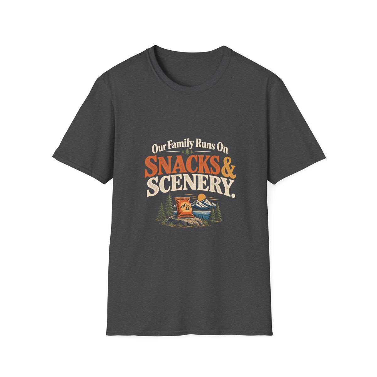 Our Family Runs On Snacks & Scenery. T-Shirt