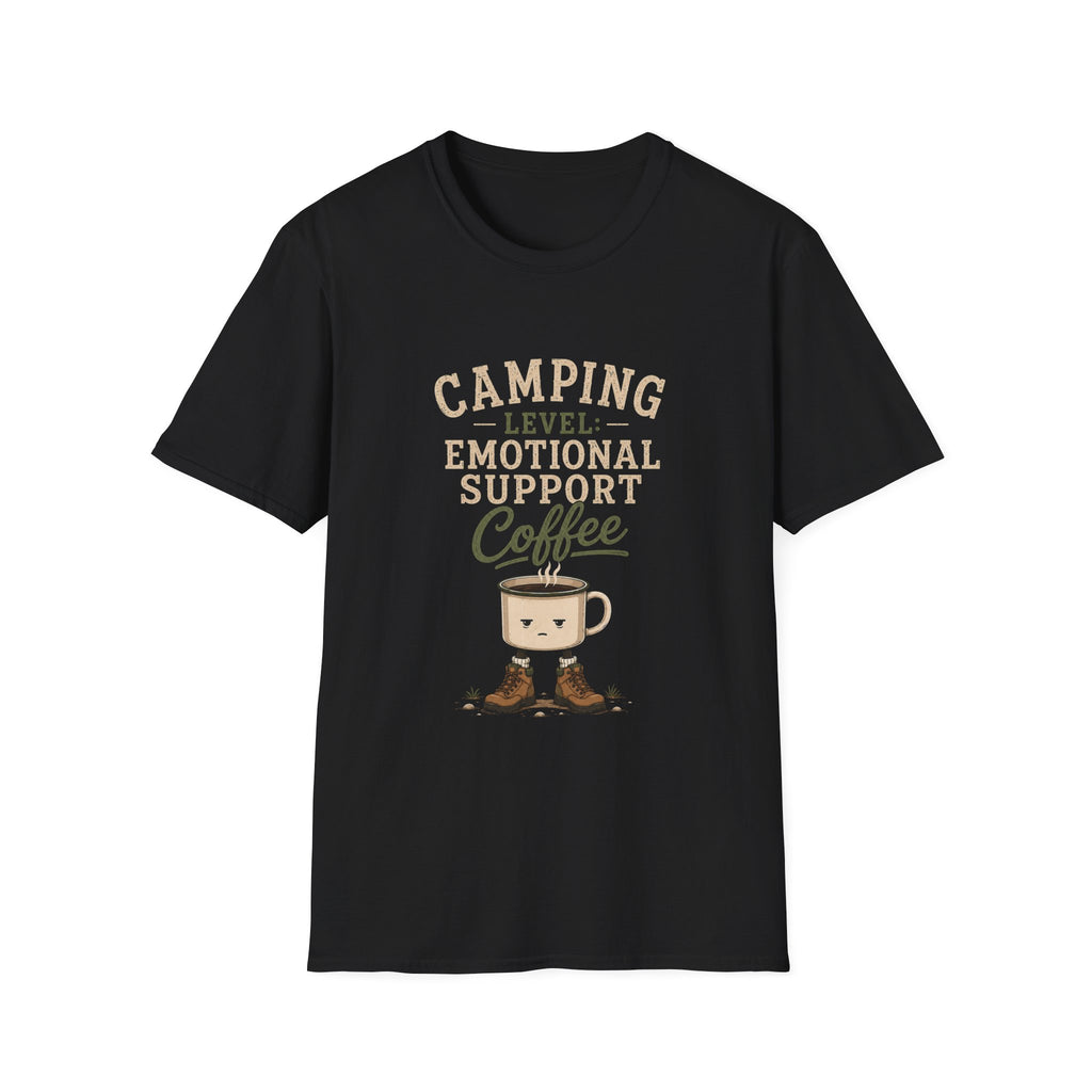 Camping Level: Emotional Support Coffee. T‑Shirt