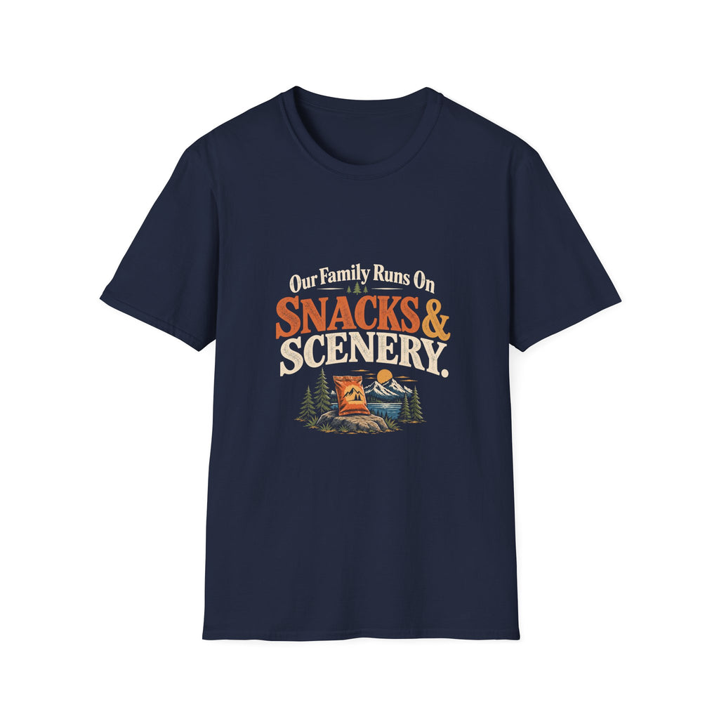 Our Family Runs On Snacks & Scenery. T-Shirt