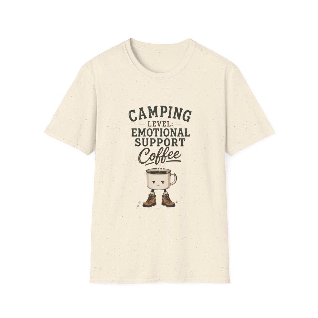 Camping Level: Emotional Support Coffee. T‑Shirt